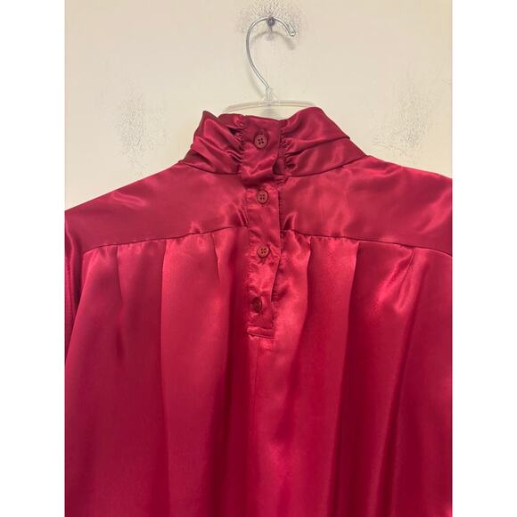 Jordan Vintage Red Long Sleeve Turtleneck Button Back Blouse Size 6 - Picture 5 of 6